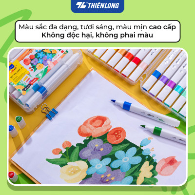 [Tặng 2/4/6 màu] Acrylic Markers/ Bút sơn/ Bút lông 12/24/36 màu ThiênLong Colokit - Màu sắc tươi sáng, Không thấm qua mặt giấy