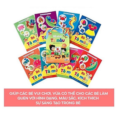 Sách- Combo 8 Cuốn Tô Màu Song Ngữ Anh Việt Cho Trẻ Từ 4-5 Tuổi (Bộ 8 cuốn)