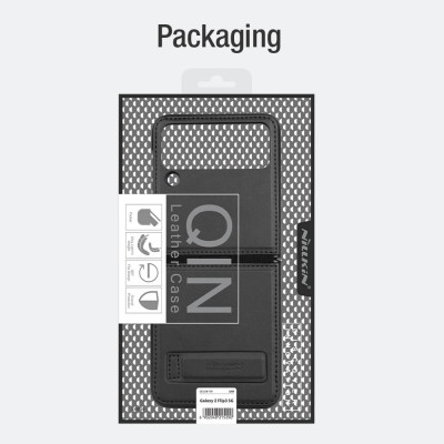 Case bao da chống sốc cho Samsung Galaxy Z Flip 3 trang bị chân chống giá đỡ điện thoại hiệu Nillkin Qin Vegan (bảo vệ máy cực tốt, chất liệu da thật cao cấp, thiết kế thời trang cá tính) - hàng nhập khẩu