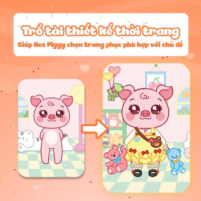 Sách - Mini Fashion - Heo Piggy - Bóc Dán Hơn 100+ Stickers Váy, Phụ Kiện Xinh Đẹp) Cho Bé Gái - Megabook
