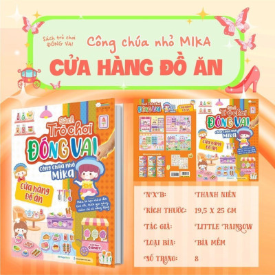 Sách - Trò Chơi Đóng Vai Công Chúa Nhỏ Mika - Cửa Hàng Đồ Ăn - Bóc Dán 80+ Sticker Đa Dạng Cho Bé Gái - Megabook