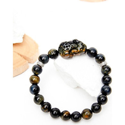 Vòng tay đá thạch anh mắt hổ xanh đen phối tỳ hưu đá 8mm mệnh thủy, mộc - Ngọc Qúy Gemstones