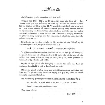 Sách - Trả Lời Câu Hỏi Lịch Sử 11 - Tự Luận Và Trắc Nghiệm (Dùng Chung Cho Các Bộ SGK Hiện Hành) - HA