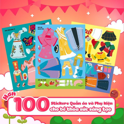 Sách - Sáng Tạo Thời Trang - Combo 6 Cuốn - Bóc Dán Hơn 100+ Stickers Quần Áo, Phụ Kiện Cho Bé Gái - Megabook