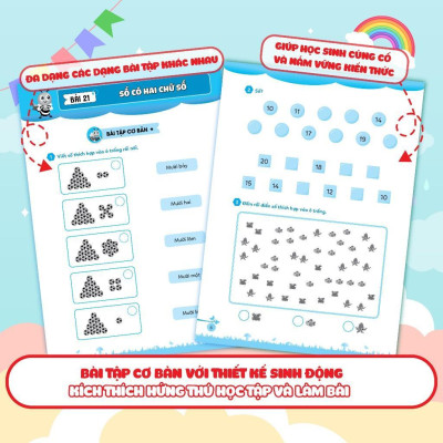 Sách - Bài Tập Bổ Trợ Toán Lớp 1 - Cơ Bản Và Nâng Cao - Tập 2 - Megabook