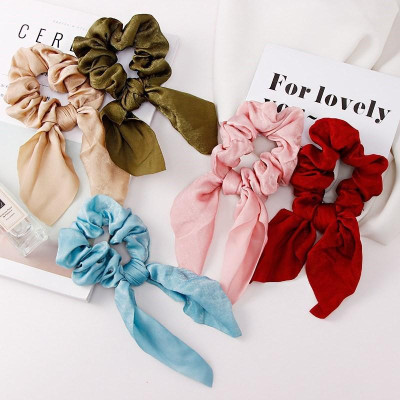 Chun buộc tóc nơ vải satin Hàn Quốc xinh xắn dễ thương tiểu thư - Phụ kiện tóc, dây cột tóc