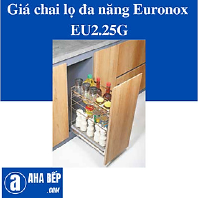 GIÁ CHAI LỌ ĐA NĂNG NAN DẸT 3 TẦNG INOX BÓNG EURONOX EU2.25G. Hàng Chính Hãng