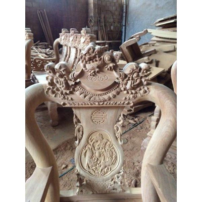 Bộ bàn ghế giả cổ nghê đỉnh gỗ gõ đỏ