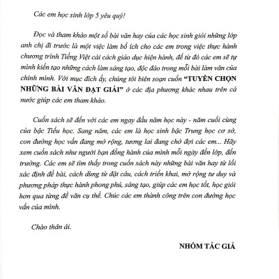 Tuyển Chọn Những Bài Văn Đạt Giải 5 (Theo Chương Trình GDPT Mới)