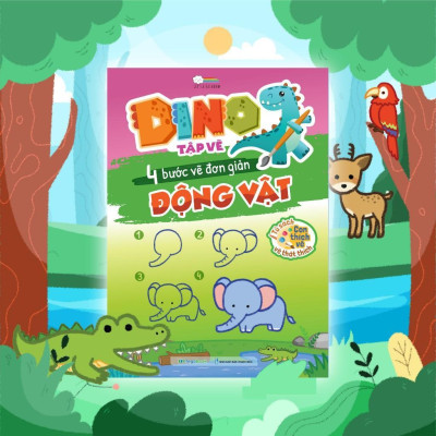 Sách - Dino Tập Vẽ - 4 Bước Vẽ Đơn Giản Động Vật - Megabook