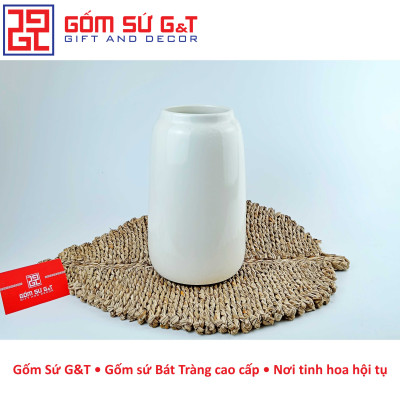 Lọ hoa dáng đu đủ vẽ sen tràm Gốm Sứ G&T