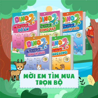 Sách - Dino Tập Vẽ - 4 Bước Vẽ Đơn Giản Động Vật - Megabook
