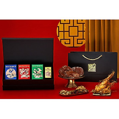 Hộp Quà Tặng Gồm 4 Sản Phẩm: Bổ Khí Tăng Lực Hoàn, Hỗ Trợ Giảm Cân Trà Thảo Mộc, Dưỡng Tâm An Thần Trà, Định Áp Thảo Dược Trà