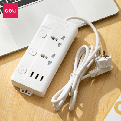 Ổ Cắm Điện Đa Năng Kèm Cổng USB CÔNG TẮC RIÊNG Chống Giật Chống Cháy Chất Lượng Cao Deli - Hàng Chính Hãng - ET409 410 411