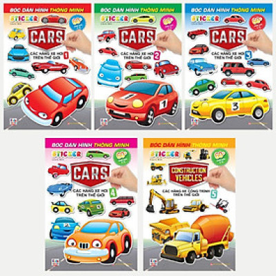 Sách - Bóc Dán Hình Sticker Thông Minh - Các Hãng Xe Hơi Và Xe Công Trình Trên Thế Giới - Combo 5 Cuốn - Việt Thư