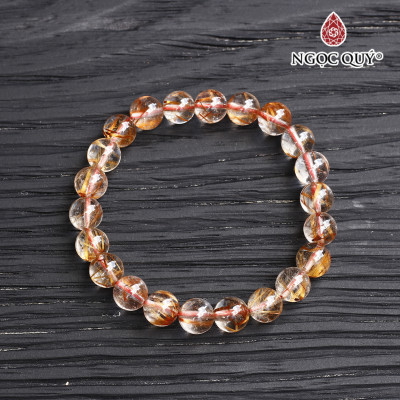 Vòng thạch anh tóc đỏ hạt trong AAA hạt 8mm mệnh hỏa, thổ - Ngọc Quý Gemstones