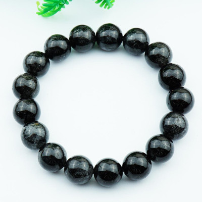 Vòng tay thạch anh tóc đen Rutilated Quartz tự nhiên 12li 17 hạt