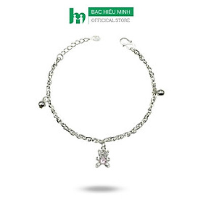 Lắc Tay, Vòng Tay Cho Bé Bạc Ta Gấu Đính Đá Chính Hãng Bạc Hiểu Minh LTE542