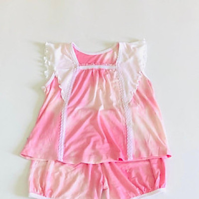Bộ quần áo ngắn bé gái họa tiết Hồng loang thun lụa - AICDBTZHROXV - AIN Closet
