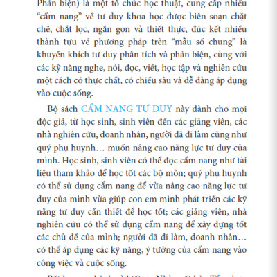Cẩm Nang Tư Duy Phản Biện - Khái Niệm Và Công Cụ (Tái Bản 2023 )