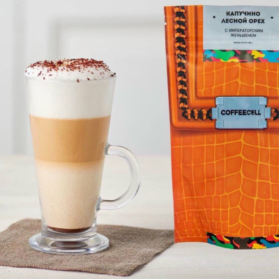 [XẢ KHO SALE HÈ] Cà Phê Cappuccino Vị Hạt Phỉ Với Nhân Sâm Trắng Thượng Hạng COFFEECELL (Gói 150g) - Mùi thơm nhẹ nhàng, Vị cà phê đậm đà, Bọt sữa bồng bềnh - Hàng Chính Hãng