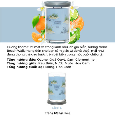 Nến ly tròn sáp đậu nành Yankee Candle size L (567g) - Beach Walk