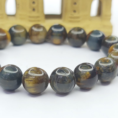 Vòng Tay Dạng Chuỗi Hạt Đá Thạch Anh Mắt Hổ Nâu Đất - Mx - Hợp Mệnh Kim, Thổ