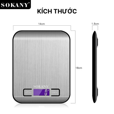 Cân tiểu ly điện tử mini SOKANY nhỏ gọn định lượng 1g - 5kg, độ chính xác cao - SK19026 - HÀNG CHÍNH HÃNG