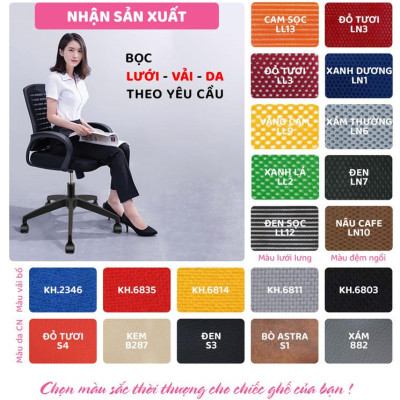 Ghế văn phòng chân xoay lưng trung bọc lưới SMLIFE Nissim