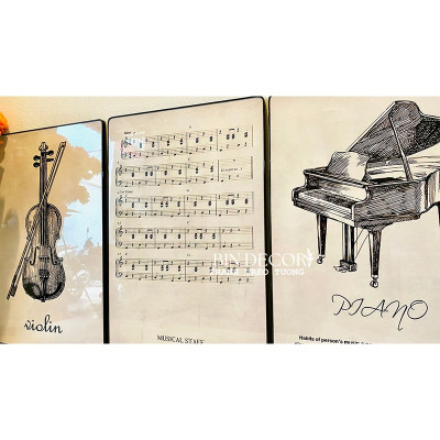 (CÓ ẢNH THẬT) Tranh treo tường cây đàn trang trí decor âm nhạc 16 kèm đinh treo