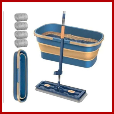 Bộ Cây Lau Tự Vắt Nhà Kèm Xô Gấp Gọn Silicon Thông Minh, Tặng Kèm 4 Bông Lau Mẫu Mới 2025 - HÀNG CHÍNH HÃNG MINIIN