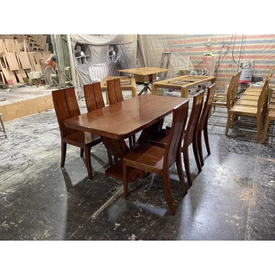 bàn  ăn mặt gỗ 6 ghế  1m6x80
