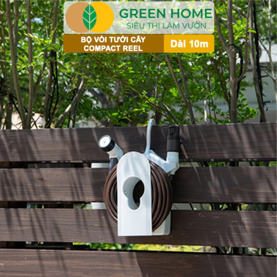 Bộ Ống Tưới Takagi Compact Reel GreenHone, Dài 10m, Treo Tường, Thiết Kế Gọn Nhẹ, Đa Năng Từ Nhật Bản