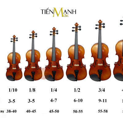 Đàn Violin Omebo RV205 Size 4/4, 3/4, 1/2, 1/4, 1/8, 1/10, 1/16 - Vĩ Cầm RV-205 Violon Hàng Chính Hãng