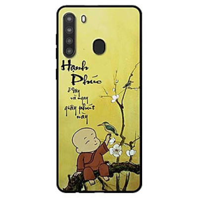 Ốp lưng dành cho Samsung Galaxy A21 mẫu Hạnh Phúc Chú Tiểu Hoa Trắng