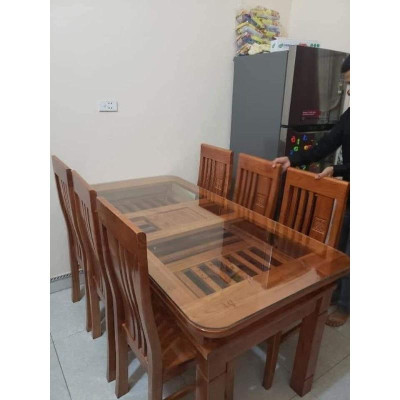 Bàn Ăn 2 tầng ghế Gỗ Sồi Nga 100% ko pha tạp[hỗ trợ vận chuyển]