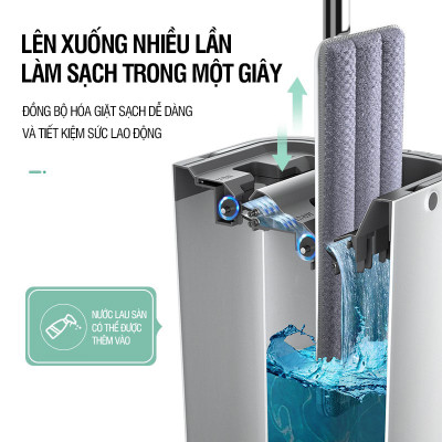 Bộ lau nhà GOSO Plus có thùng lau nhà 2 ngăn tự vắt, cây lau nhà xoay 360 độ giúp lau sàn làm sạch