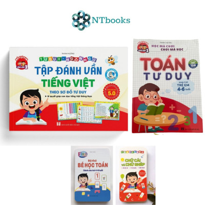 Sách Tập Đánh Vần Tiếng Việt 5.0 Và Toán Tư Duy Cho Trẻ Tự Tin Vào Lớp 1 Từ 4 - 6 Tuổi – Kèm Thẻ Chữ Cái và Thẻ Toán