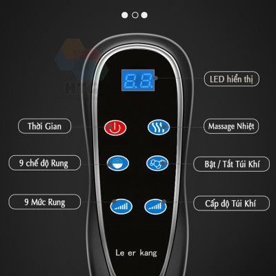Đệm massage da PU hồng ngoại Leerkang LEK918F hỗ trợ túi khí, rung tần số cao, xoa bóp gối có thể tháo rời, hàng chính hãng