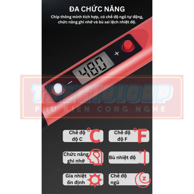 ROGTZ Mỏ Hàn Có Màn Hình LCD Hiển Thị 909DR 80W - Hàng Nhập Khẩu