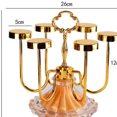 GIÁ ÚP LY CỐC XOAY 360 ĐỘ CHẤT LIỆU KIM LOẠI MẠ VÀNG CHÂN ĐẾ PHA LÊ ÁNH KIM SANG TRỌNG- VD93