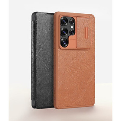 Bao da chống sốc ngăn đựng thẻ card cho Samsung Galaxy S25 Ultra , S25 Plus , S25 hiệu Nillkin Qin Pro - Da PU cao cấp, Viền TPU, sang trong, nắp trượt bảo vệ camera - Hàng nhập khẩu