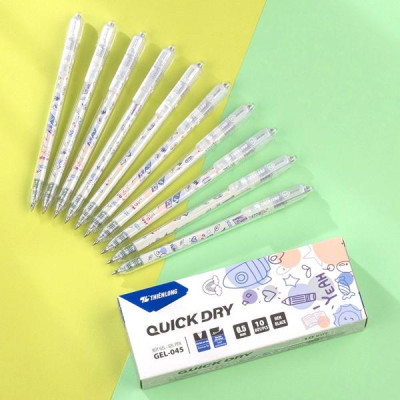 Hộp 10 Bút Gel Quick Dry 0.5 mm - Thiên Long GEL-045 - Mực Đen