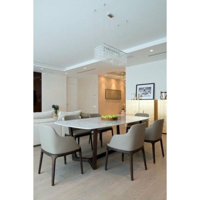 Bộ Bàn Ăn Mặt Đá 6 Ghế Grace Khung Gỗ Sồi Hiện Đại