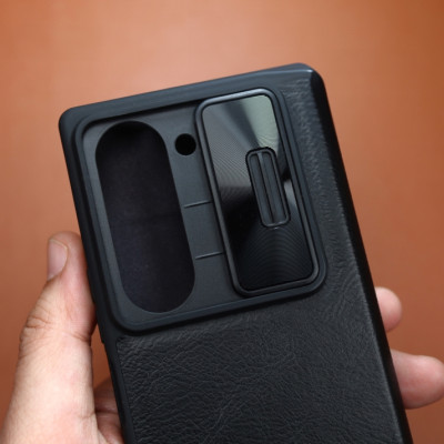 Case bao da chống sốc cho Samsung Galaxy Z Fold 6 trang bị nắp bảo vệ Camera và ngăn đựng S-Pen và khe nhét thẻ card hiệu Nillkin Qin Pro (chất liệu da cao cấp, thiết kế thời trang cá tính) - Hàng nhập khẩu