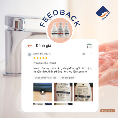 Nước rửa tay hữu cơ diệt khuẩn dạng bọt hương Nhài 4000ml thương hiệu Ecocare ( tặng kèm vỏ tạo bọt)