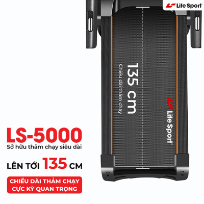 Máy Chạy Bộ Lifesport LS-5000,Máy Chạy Bộ Hiển Thị Nhịp Tim Lượng Calo Và Tốc Độ Và Quãng Đường Chạy, Vùng Chạy Rộng