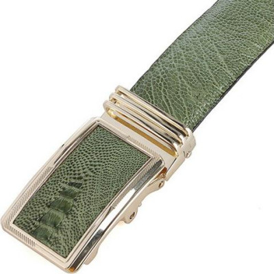 Thắt lưng nam da đà điểu Huy Hoàng màu xanh rêu HT4476