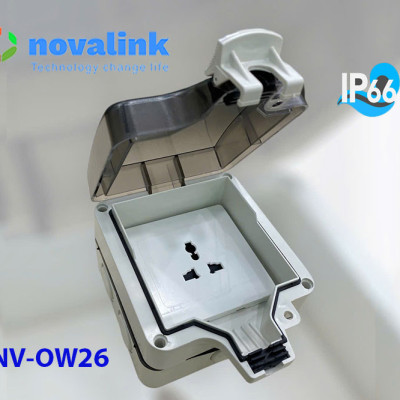 Ổ cắm điện ngoài trời chống nước IP66 Novalink NV-OW26 nhập khẩu chính hãng | Chuẩn IP66, 1 ổ cắm 3 chấu 16A