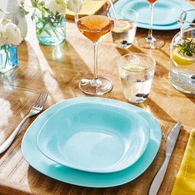 Đĩa (dĩa) thủy tinh sâu lòng Luminarc Carine 21cm xanh ngọc, dùng lò vi sóng, sản xuất Pháp - P4251
